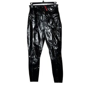 SPANX Faux Leather High Waisted Leggings Pants Shiny Black Size‎ M